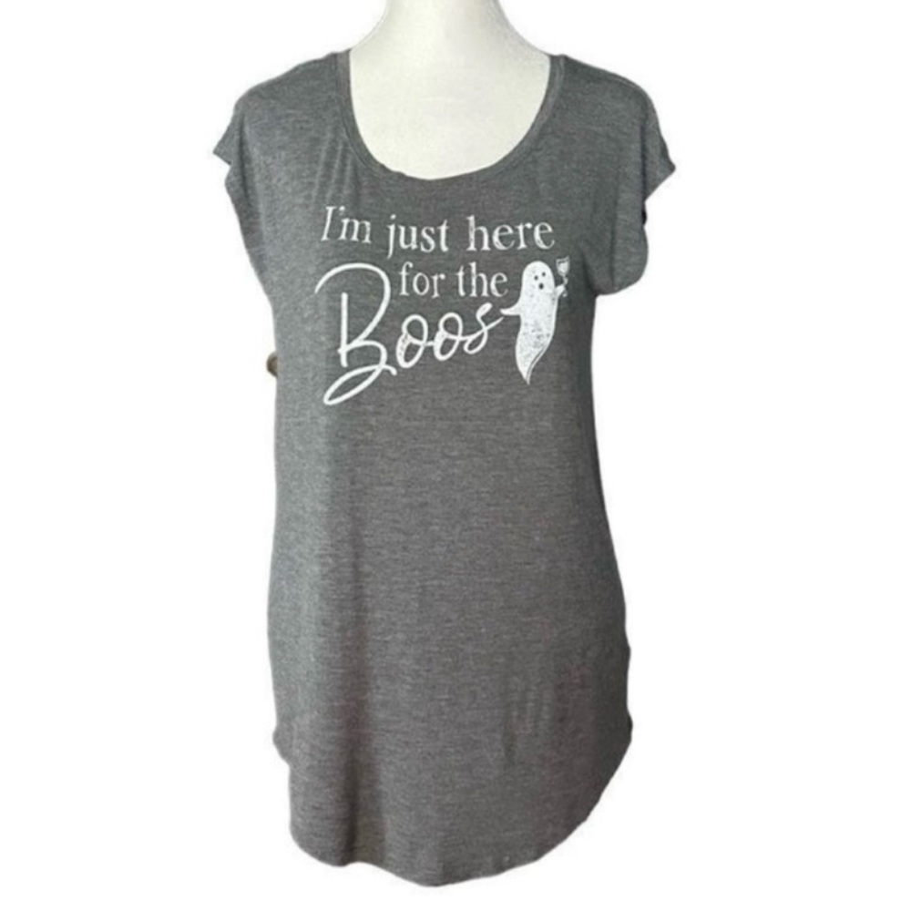 Maurices Here For The boos Halloween Ghost & Wine Graphic T-Shirt Gray Size XS
